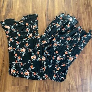 f21 black floral maxi